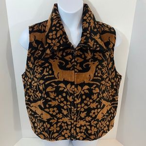 Painted Pony Vest Black Brown Tapestry Floral.
